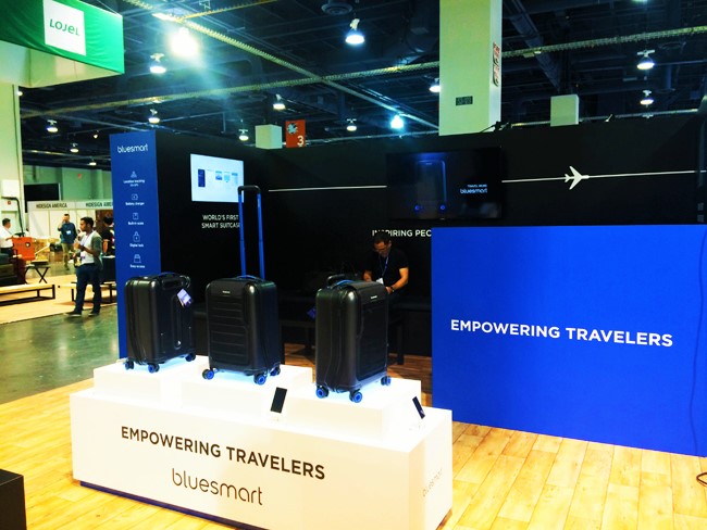 Blusmart exhibit booth at the Travel Goods Show.