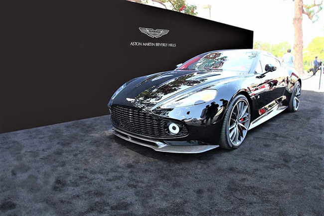 black carpet and backdrop for Aston Martin