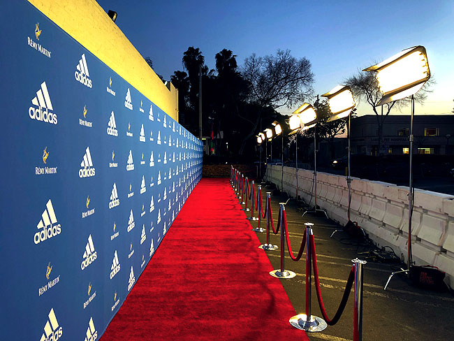 Red carpet arrival installation for Adidas