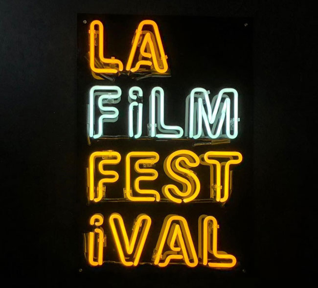 LA Film Festival neon sign
