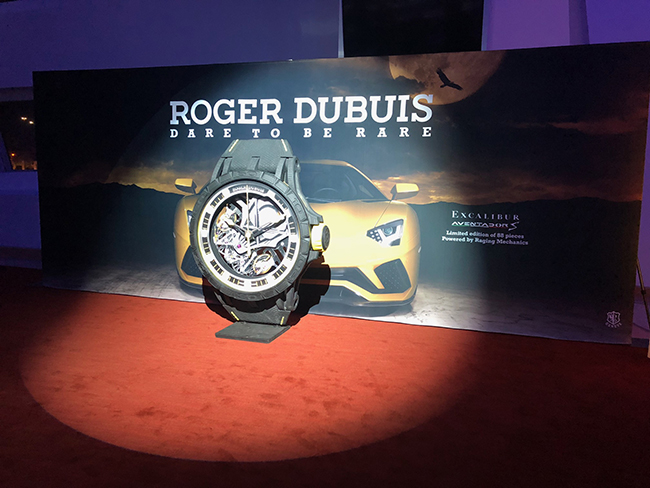 Custom branded Roger Dubuis banner with prop