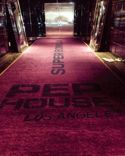 Custom Los Angeles Super Bowl red Carpet with logo inlay