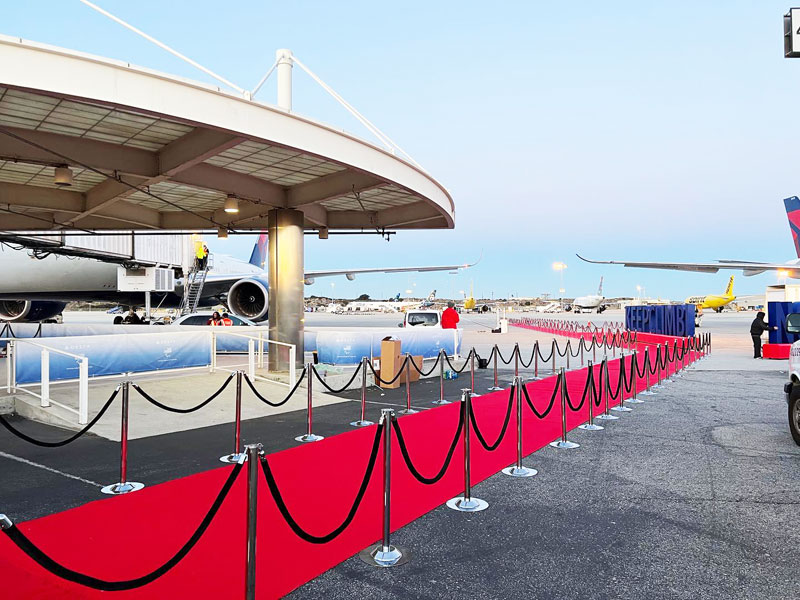 Beijing Winter Paralympics 2022 Send-Off red carpet Installation at LAX by Red Carpet Systems.