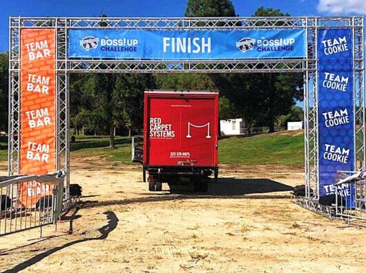 Finish line banner structure