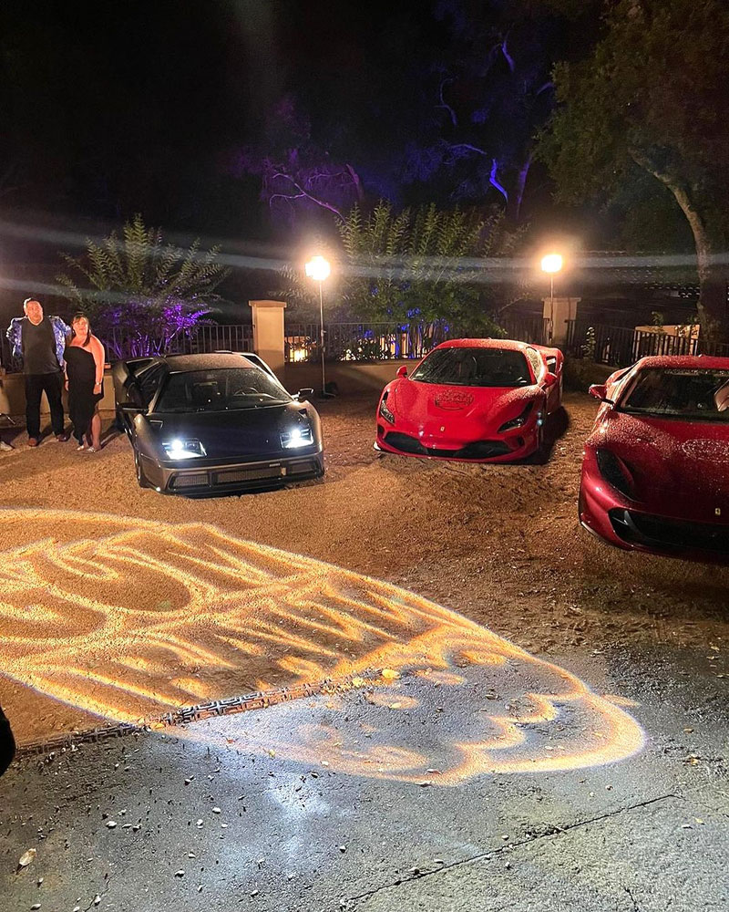 Gobo Light Logo  projection for Gumball 3000 by Red Carpet Systems.