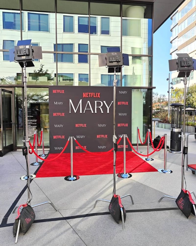 Netflix Mary Red Carpet premiere arrival with lights.